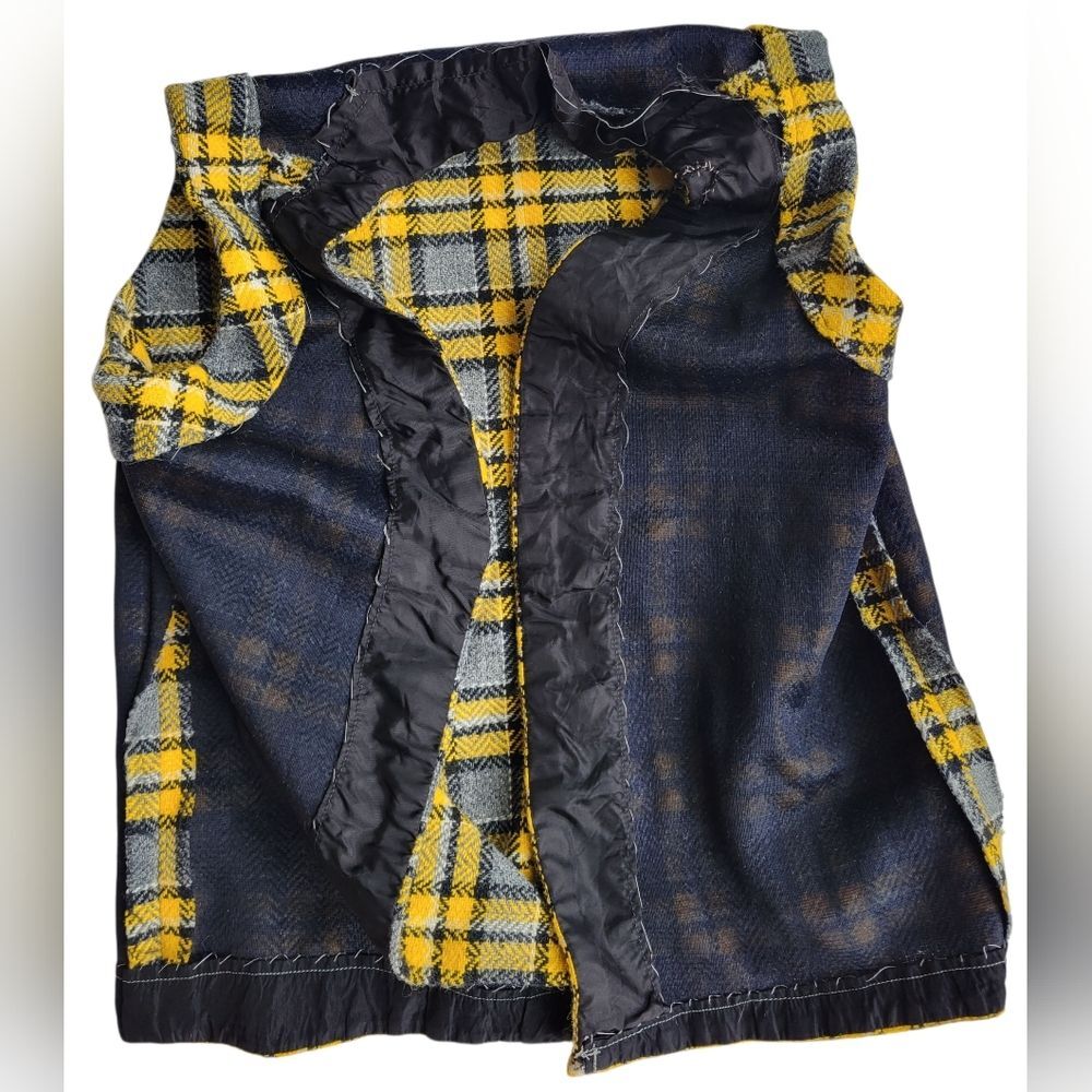 1960s Vintage Handmade Plaid Vest & Mini Skirt Set XS Mod Punk Two Piece - Picture 15 of 16